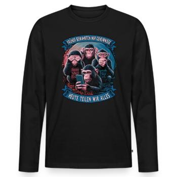 funny way monkey saying cell phone social media - Men's Premium Organic Long Sleeve Shirt - black - Front - Nico (187cm)