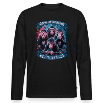 funny way monkey saying cell phone social media - Men's Premium Organic Long Sleeve Shirt - black - Front - Nico (187cm)