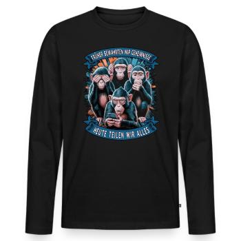 funny way monkey saying cell phone social media - Men's Premium Organic Long Sleeve Shirt - black - Front - Nico (187cm)
