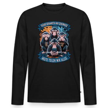 lustiger weise Affen Spruch Handy social media - Männer Premium Bio Langarmshirt - Schwarz - Vorne - Nico (187cm)