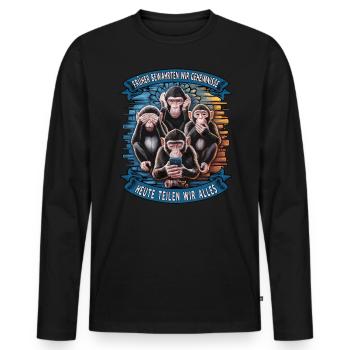 funny way monkey saying cell phone social media - Men's Premium Organic Long Sleeve Shirt - black - Front - Nico (187cm)