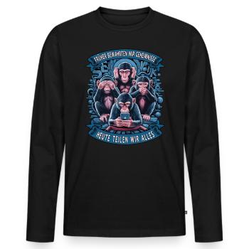 funny way monkey saying cell phone social media - Men's Premium Organic Long Sleeve Shirt - black - Front - Nico (187cm)