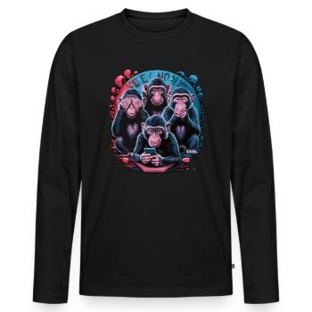singe sage avec téléphone portable drôle multi conception multimédia - T-shirt manches longues Premium bio Homme - noir - Devant - Nico (187cm)