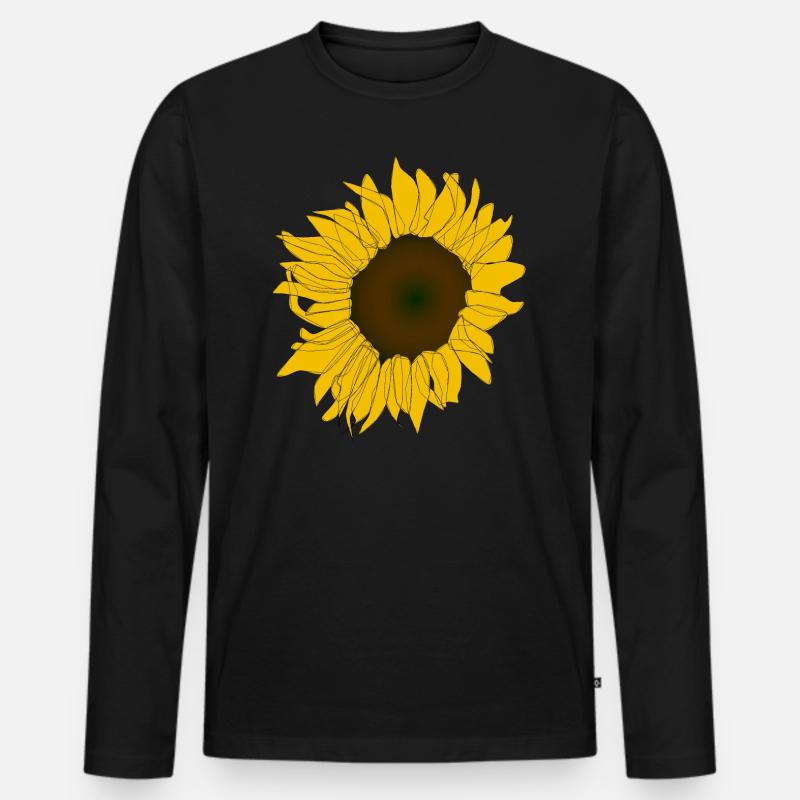 Strahlende Sonnenblume - Männer Premium Bio Langarmshirt - Schwarz