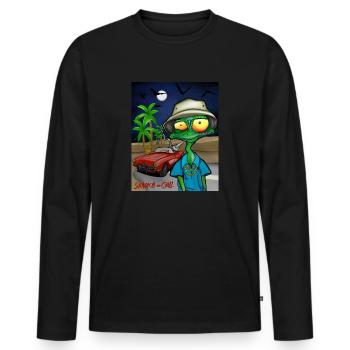 Lézard kiffant - fear and loathing - T-shirt manches longues Premium bio Homme - noir - Devant - Nico (187cm)