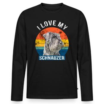 I Love my Schnauzer Dog Riesenschnauzer - Men's Premium Organic Long Sleeve Shirt - black - Front - Nico (187cm)