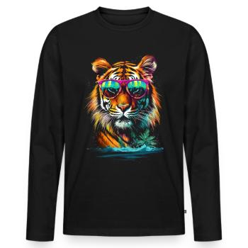 Tigre - T-shirt manches longues Premium bio Homme - noir - Devant - Nico (187cm)