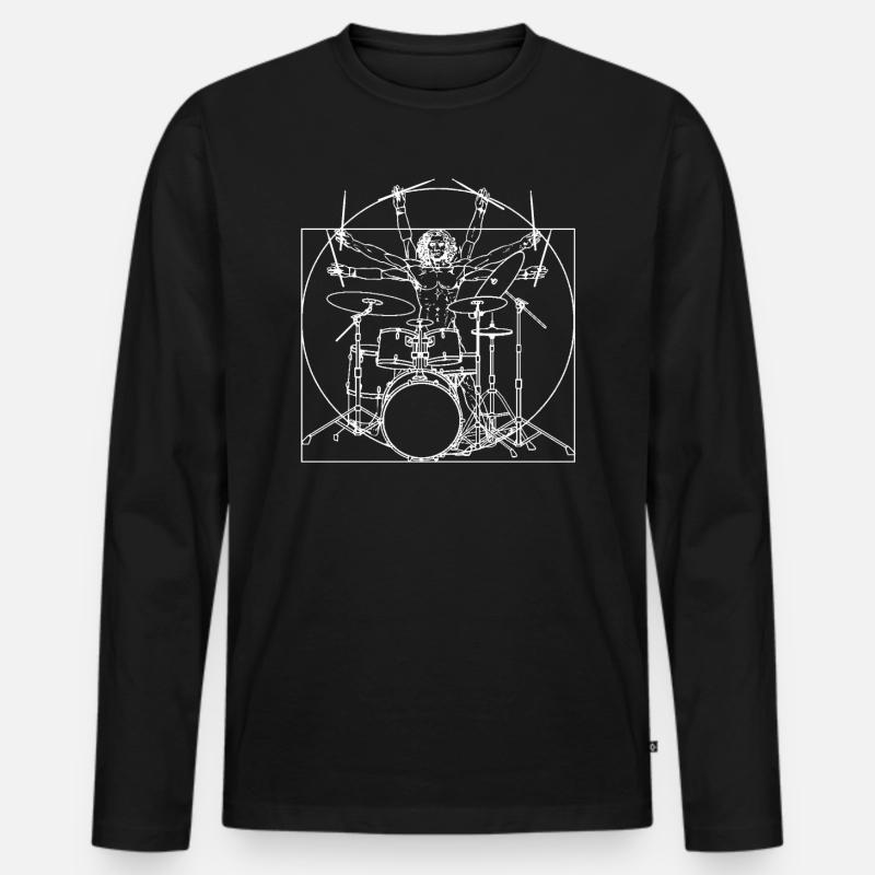 Schlagzeug - Männer Premium Bio Langarmshirt - Schwarz