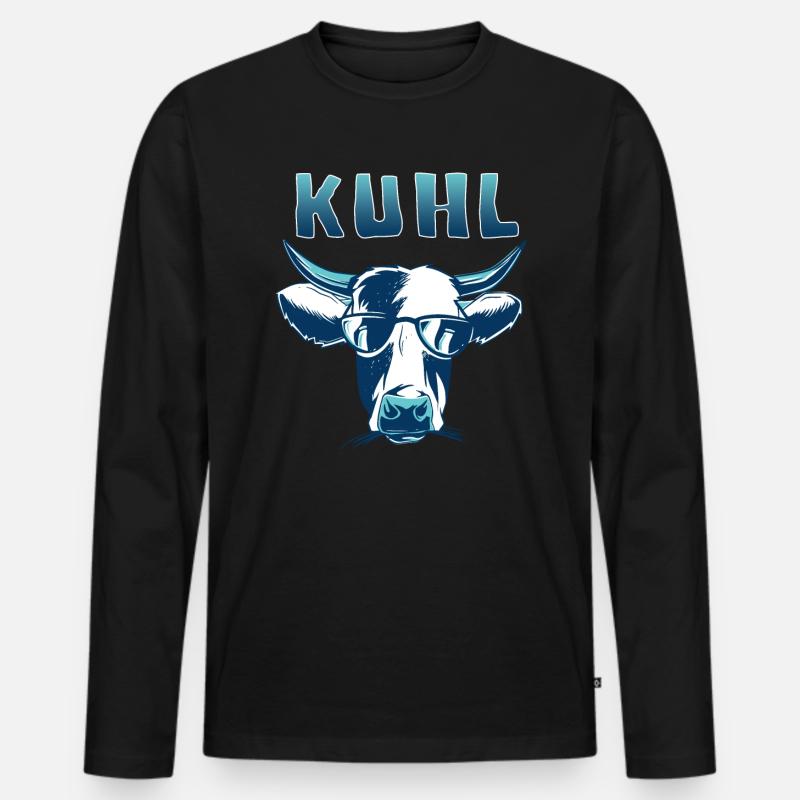 Coole Kühe - Männer Premium Bio Langarmshirt - Schwarz
