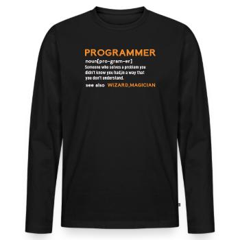 Programmer sind Zauberer - Männer Premium Bio Langarmshirt - Schwarz - Vorne - Nico (187cm)