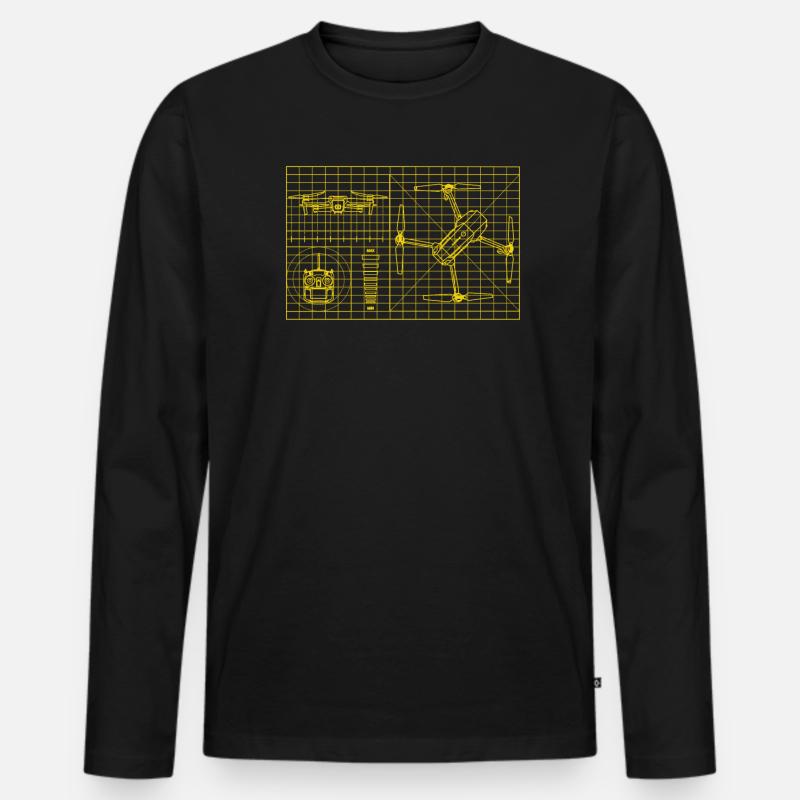 Drohnen Pilot - Männer Premium Bio Langarmshirt - Schwarz