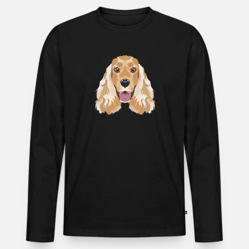 Lächelnder English Cocker Spaniel - Männer Premium Bio Langarmshirt - Schwarz