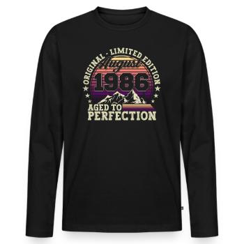 Original Août 1986 36th Birthday Fun Gift - T-shirt manches longues Premium bio Homme - noir - Devant - Nico (187cm)