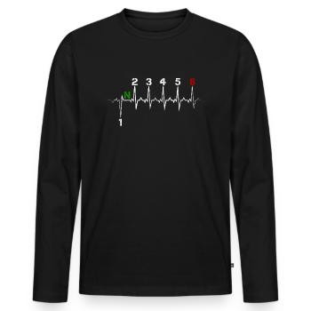 Motorcycle gear shift 1N23456 heartbeat EKG pulse - Men's Premium Organic Long Sleeve Shirt - black - Front - Nico (187cm)