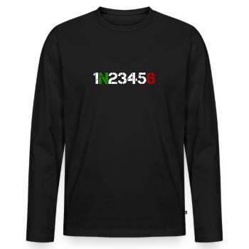 Motorcycle gear shift 1N23456 heartbeat EKG pulse - Men's Premium Organic Long Sleeve Shirt - black - Front - Nico (187cm)