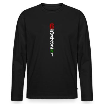Motorcycle gear shift 1N23456 heartbeat EKG pulse - Men's Premium Organic Long Sleeve Shirt - black - Front - Nico (187cm)