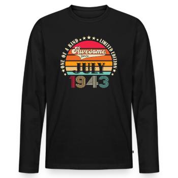 Génial depuis juillet 1943 79ème anniversaire Men’s Fun - T-shirt manches longues Premium bio Homme - noir - Devant - Nico (187cm)