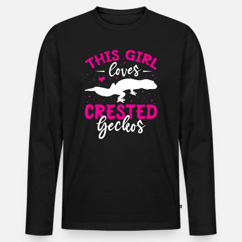 Kronengecko Crested Gecko Doppelfingergecko - Männer Premium Bio Langarmshirt - Schwarz