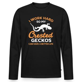 Crowned Gecko Crested Gecko Double Finger Gecko - Men's Premium Organic Long Sleeve Shirt - black - Front - Nico (187cm)