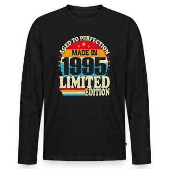 Born in 1995 Vintage Birthday Gift - Men's Premium Organic Long Sleeve Shirt - black - Front - Nico (187cm)
