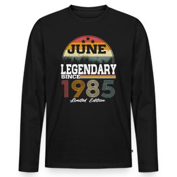 Legenden wurden im Juni 1985 geboren - Männer Premium Bio Langarmshirt - Schwarz - Vorne - Nico (187cm)