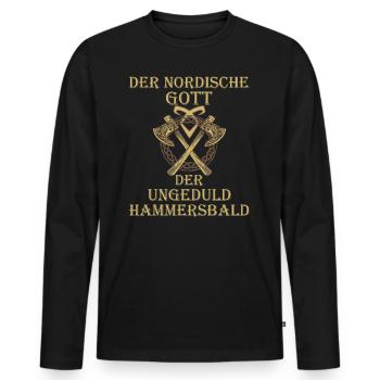 Vikings Hammersbald Mythologie nordique Impatience - T-shirt manches longues Premium bio Homme - noir - Devant - Nico (187cm)