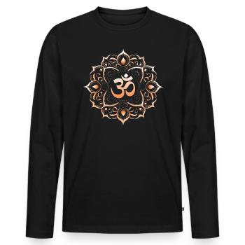 Cosmic Resonance: The Sacred Om - Men's Premium Organic Long Sleeve Shirt - black - Front - Nico (187cm)