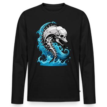 Dolphin Skull // Skull // Sea Water FS0023 - Men's Premium Organic Long Sleeve Shirt - black - Front - Nico (187cm)