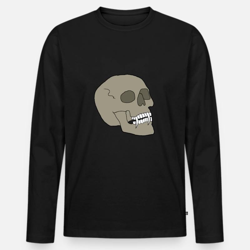 Totenkopf - Männer Premium Bio Langarmshirt - Schwarz