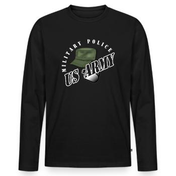 US Army Military Police - T-shirt manches longues Premium bio Homme - noir - Devant - Nico (187cm)