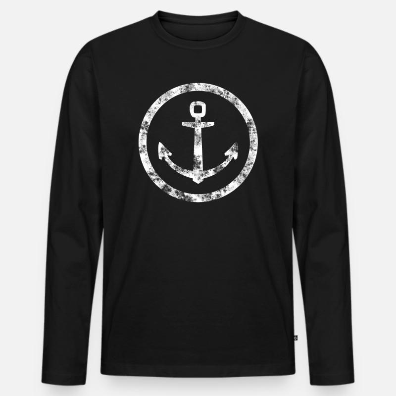 Anker Anchor Maritim Symbol - Männer Premium Bio Langarmshirt - Schwarz