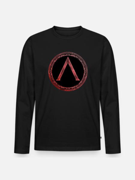 Sparta Lambda Symbol Keltisch Feuerrot - Männer Premium Bio Langarmshirt - Schwarz