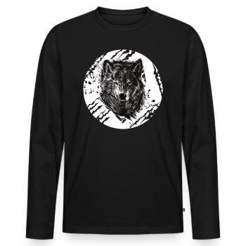 Wolf - Men's Premium Organic Long Sleeve Shirt - black - Front - Nico (187cm)