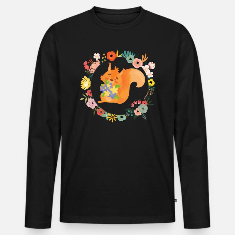 Eichhörnchen - Männer Premium Bio Langarmshirt - Schwarz
