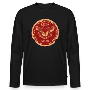 SPQR - T-shirt manches longues Premium bio Homme - noir - Devant - Nico (187cm)