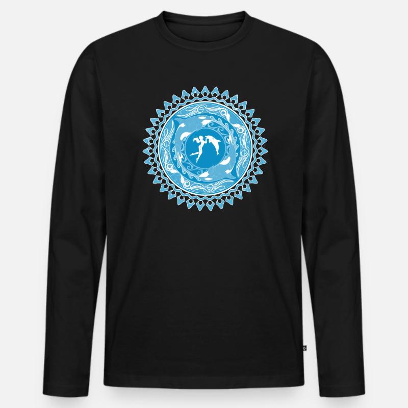 Tochter von Poseidon - Männer Premium Bio Langarmshirt - Schwarz