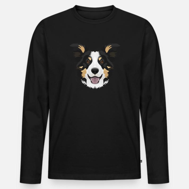 Lächelnder Border Collie - Männer Premium Bio Langarmshirt - Schwarz