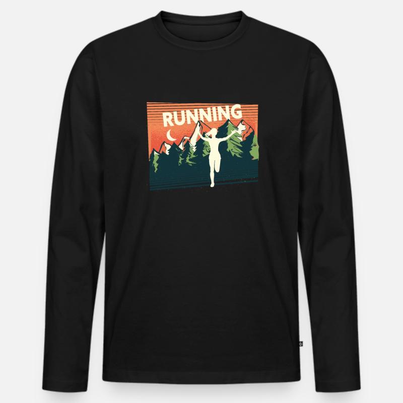 Marathon, Trailrunning Läuferin - Männer Premium Bio Langarmshirt - Schwarz
