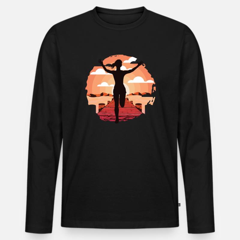 Marathon, Trailrunning Läuferin - Männer Premium Bio Langarmshirt - Schwarz