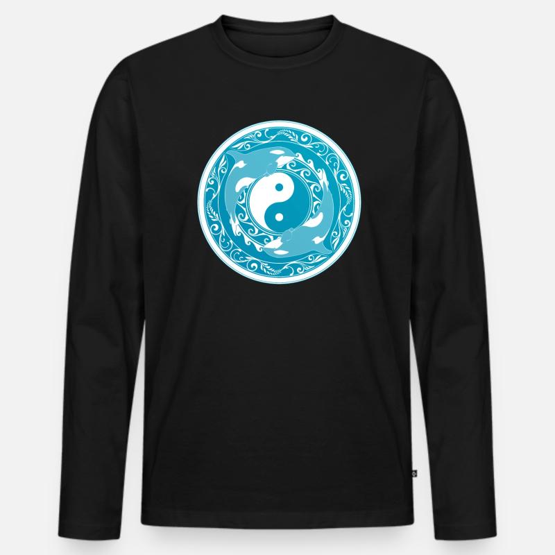 Yin Yang Orcas - Männer Premium Bio Langarmshirt - Schwarz