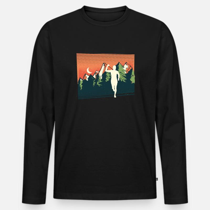 Marathon, Trailrunning Läufer - Männer Premium Bio Langarmshirt - Schwarz