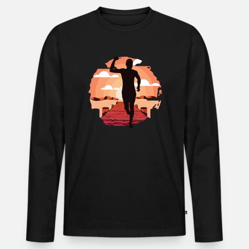 Marathon, Trailrunning Läufer - Männer Premium Bio Langarmshirt - Schwarz