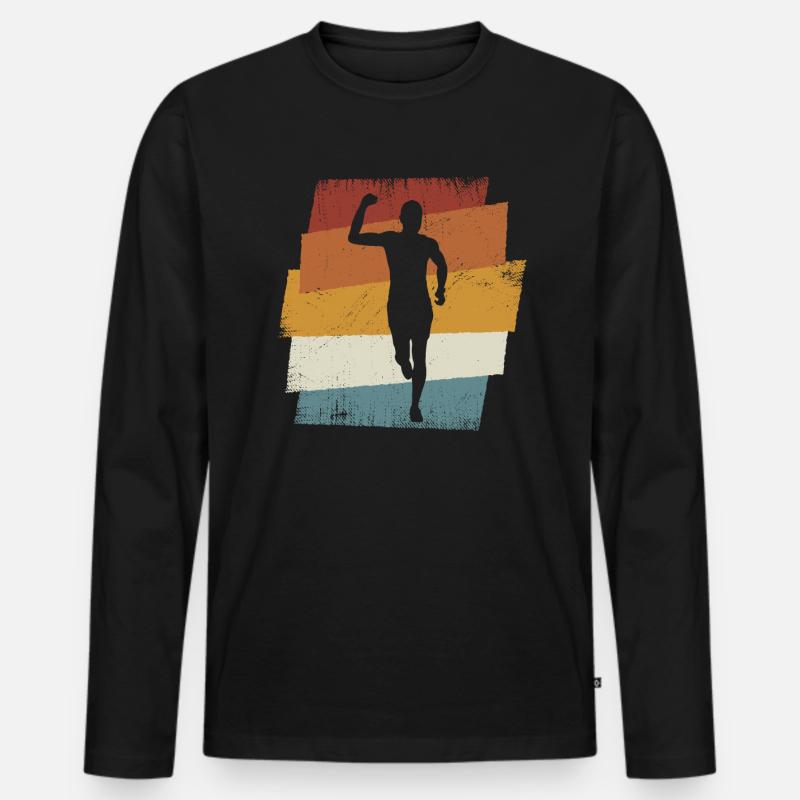 Retro Marathon, Trailrunning - Männer Premium Bio Langarmshirt - Schwarz