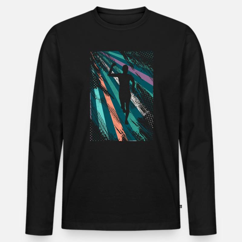 Retro Marathon, Trailrunning - Männer Premium Bio Langarmshirt - Schwarz