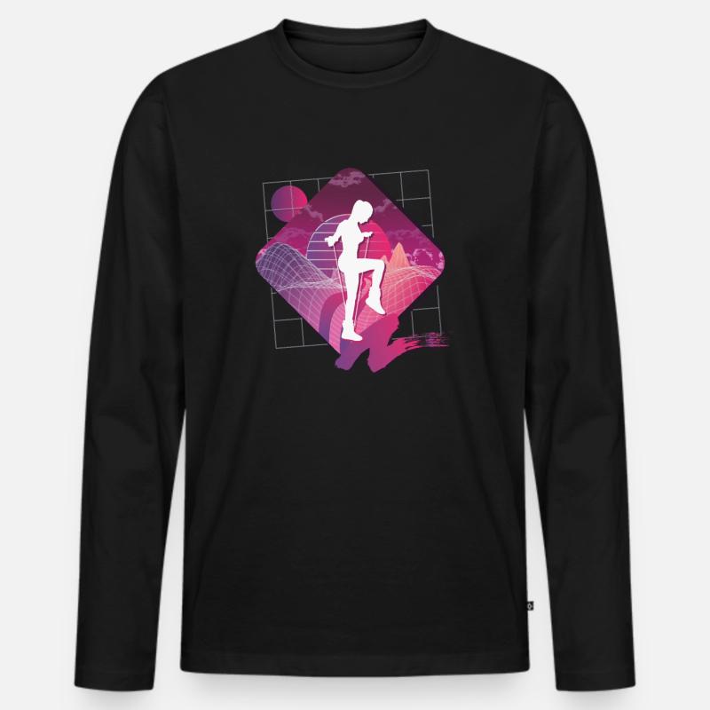 Vaporwave Rope Jumping - Männer Premium Bio Langarmshirt - Schwarz