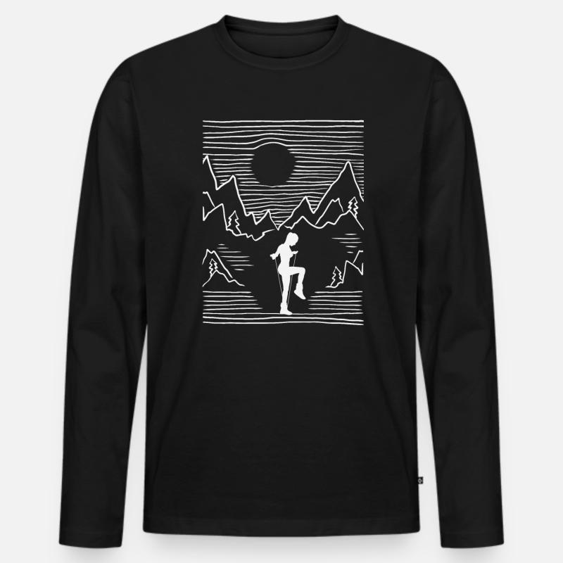 Linien Rope Jumping - Männer Premium Bio Langarmshirt - Schwarz