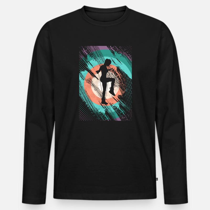 Retro Rope Jumping - Männer Premium Bio Langarmshirt - Schwarz
