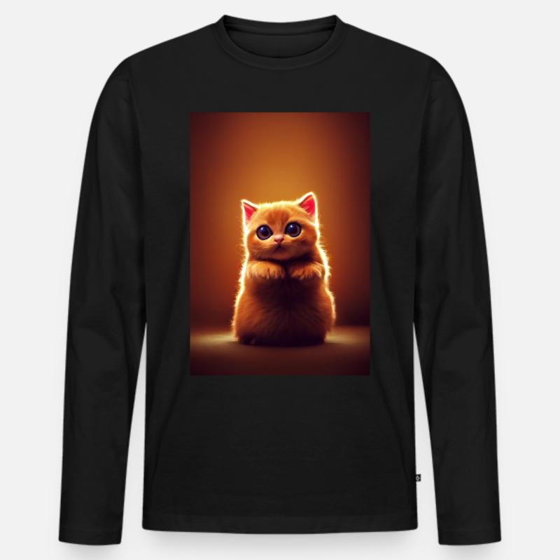 super cute cat - Männer Premium Bio Langarmshirt - Schwarz