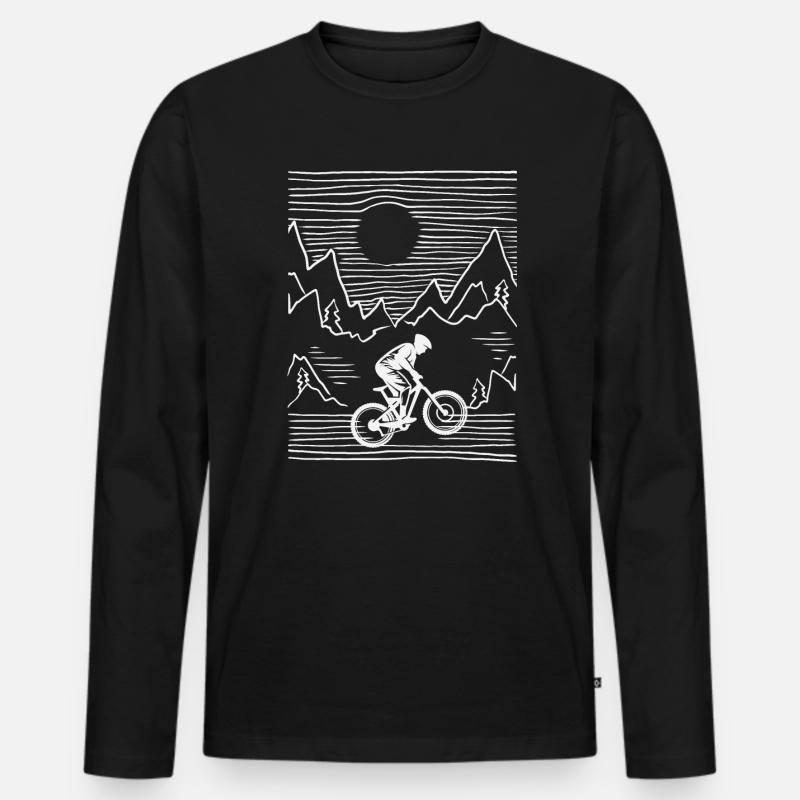 Linien Downhill - Männer Premium Bio Langarmshirt - Schwarz