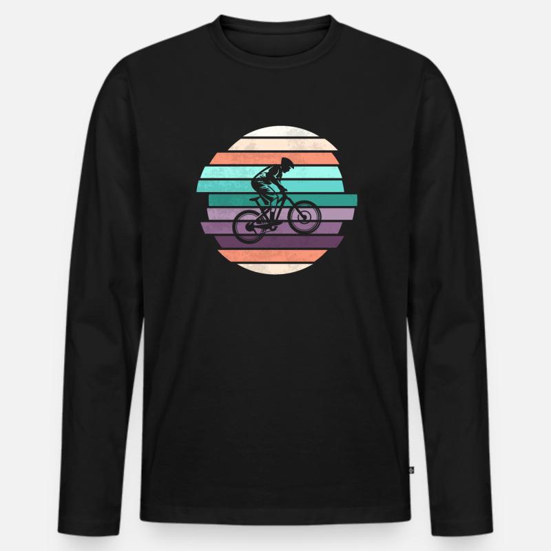 Retro Downhill - Männer Premium Bio Langarmshirt - Schwarz